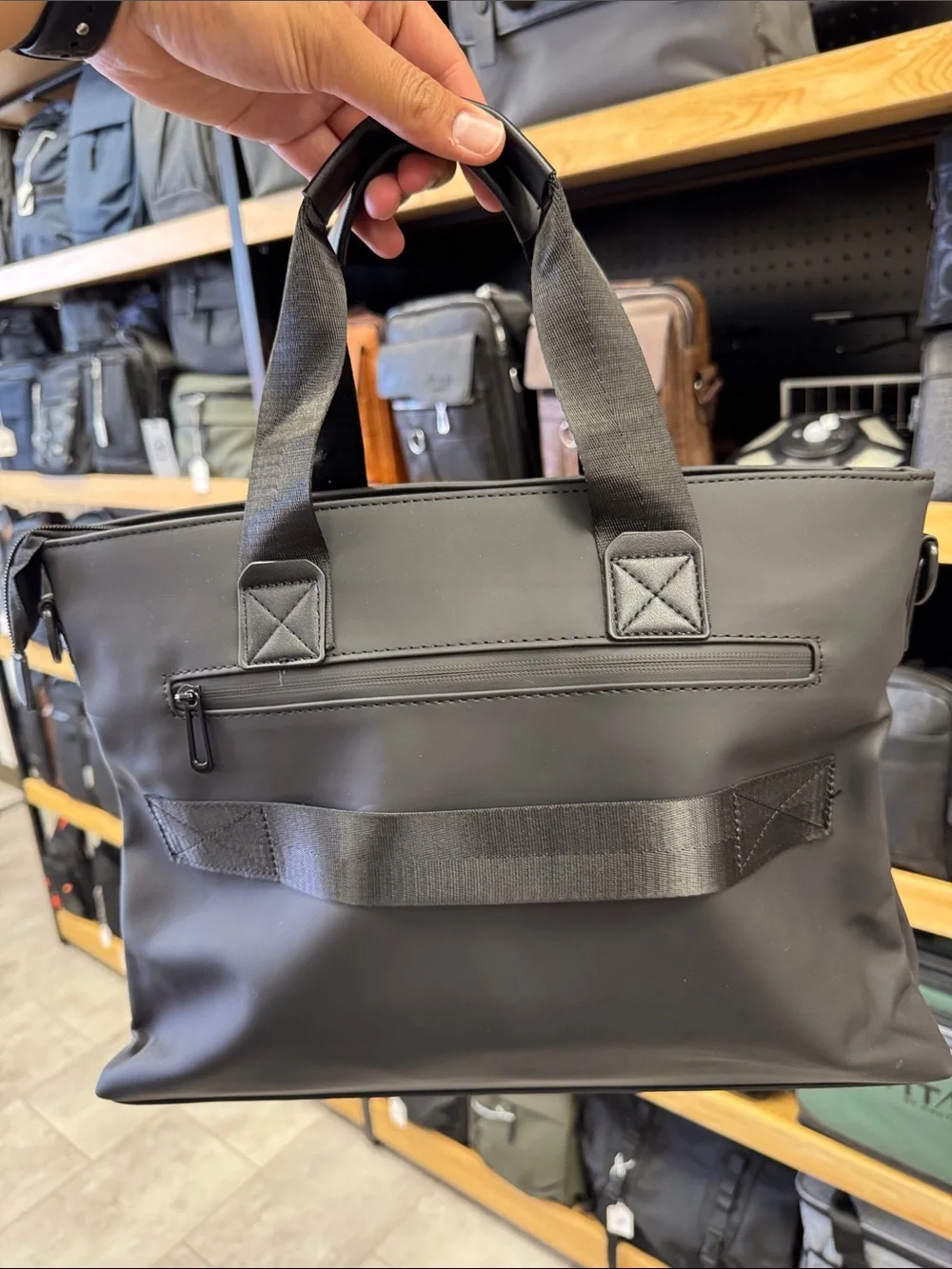 Men's Black Two-Tone Carryall Briefcase - Sleek Professional Bag